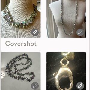 36" STERLING SILVER CRYSTALs & pearls NECKLACE BY HONORA